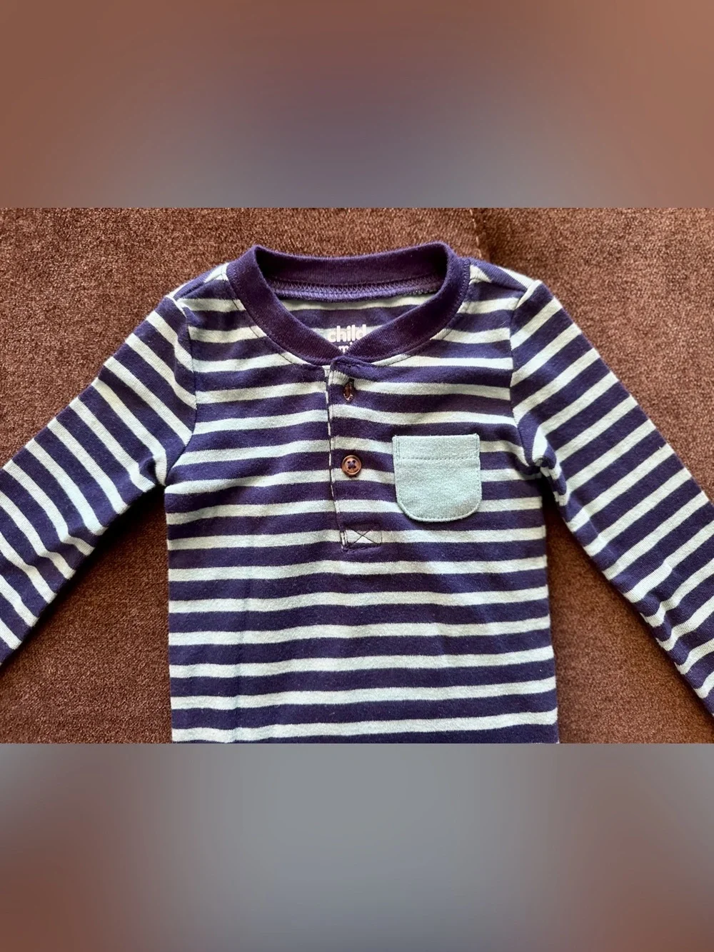 Striped Hooded and Henley Baby One-Piece Set - Navy & Gray